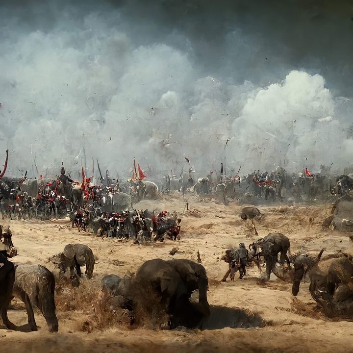 photo généré par Ai sur la guerre de Jugurtha contre l'emprie Romain 112-105 av. J.-C